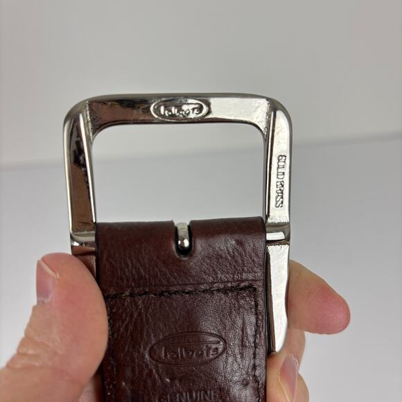 Talbots Vintage Brown Leather Woven Belt Large Brass Buckle main image 2
